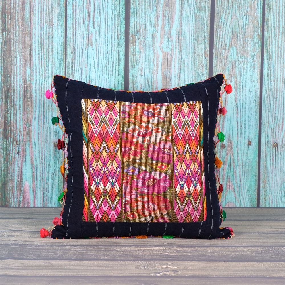 Huipil pillow cover Guatemalan cortes artisan cdb
